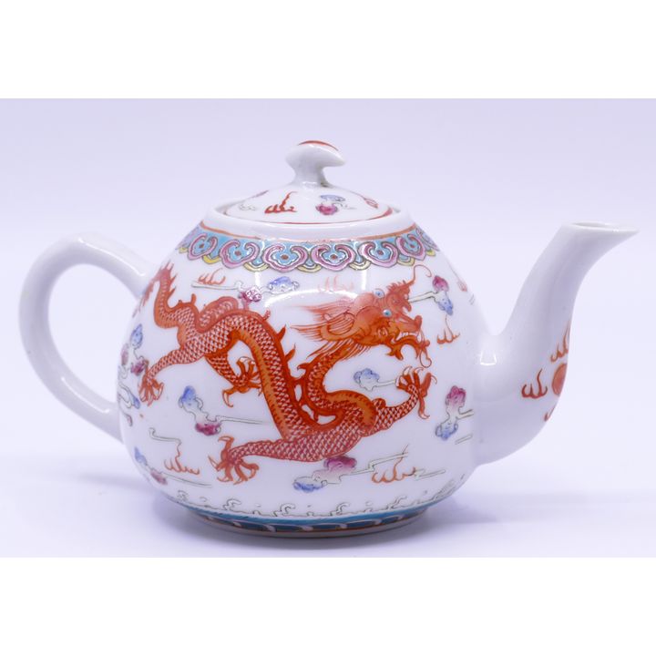 Chinese Republic Porcelain Small Dragon Teapot- 6.5''