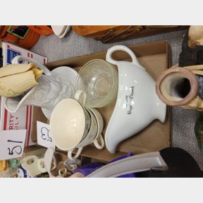 First Baptist Church gravy boat, teacups and pitcher