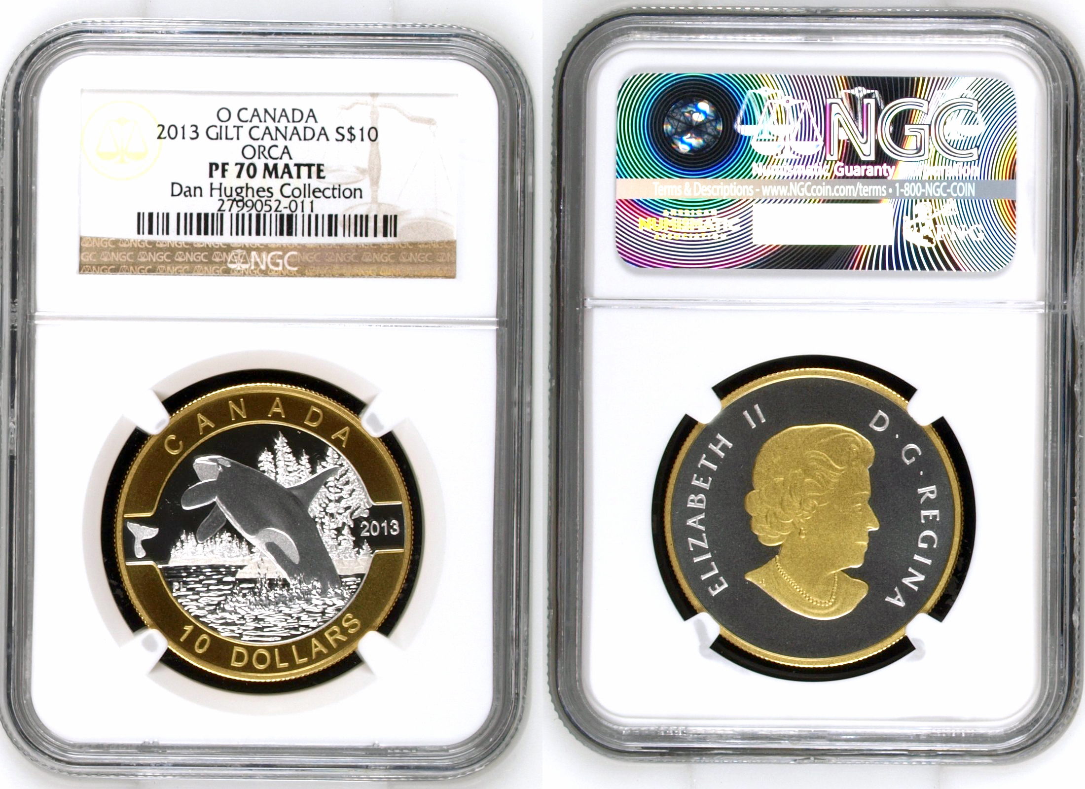 Canada, Gilt Orca, Ten Dollar, 2013, NGC PF 70 MATTE