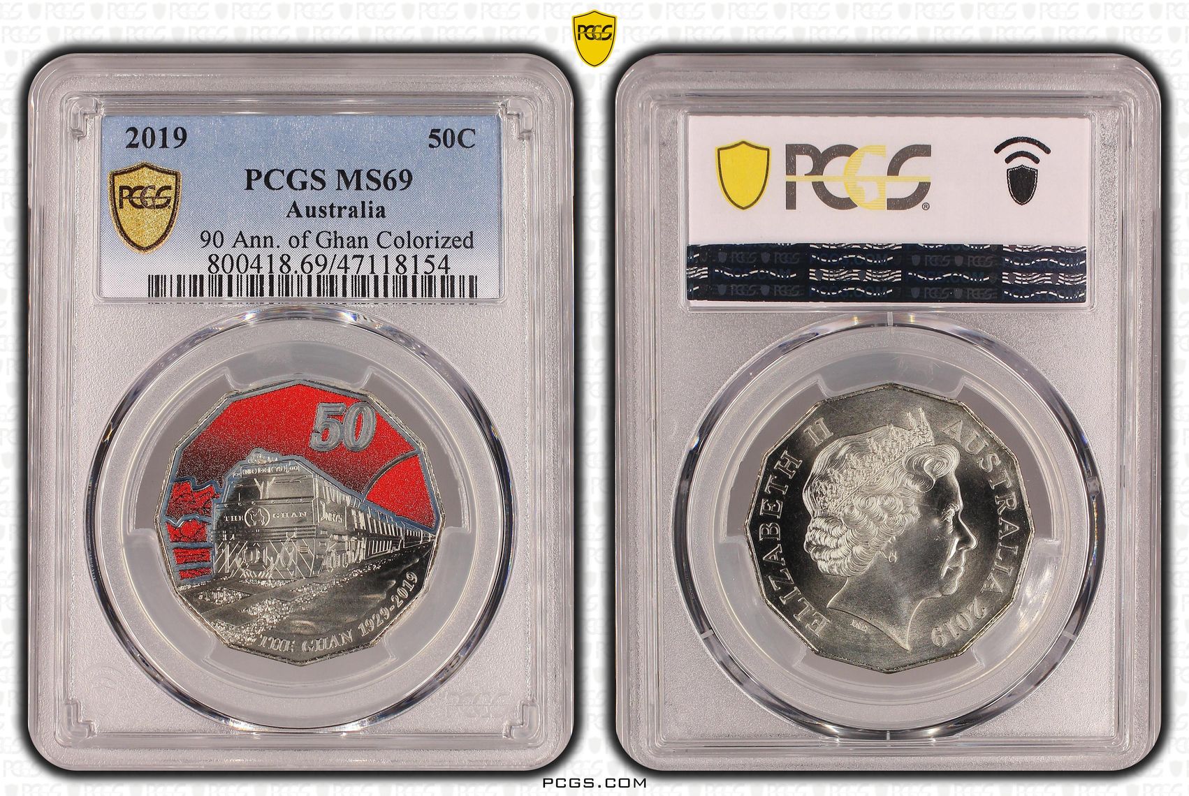 Elizabeth II, 90 Ann. of Ghan Colorized, Fifty Cent, 2019, PCGS MS69