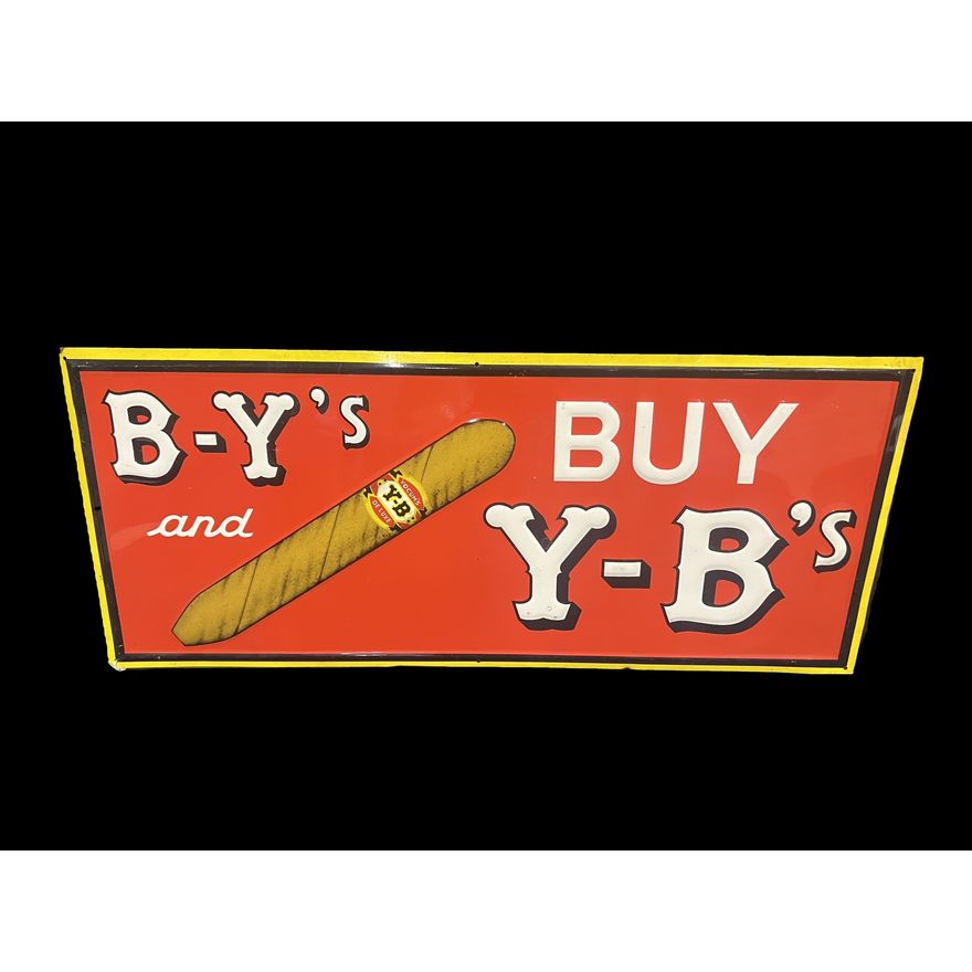 B-Y Buy Y-B Yocums Deluxe Cigar Tin Metal Sign