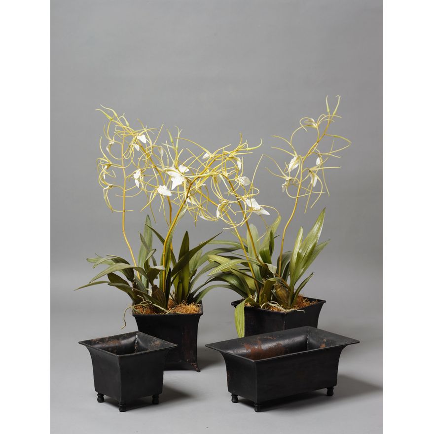 Six metal planters