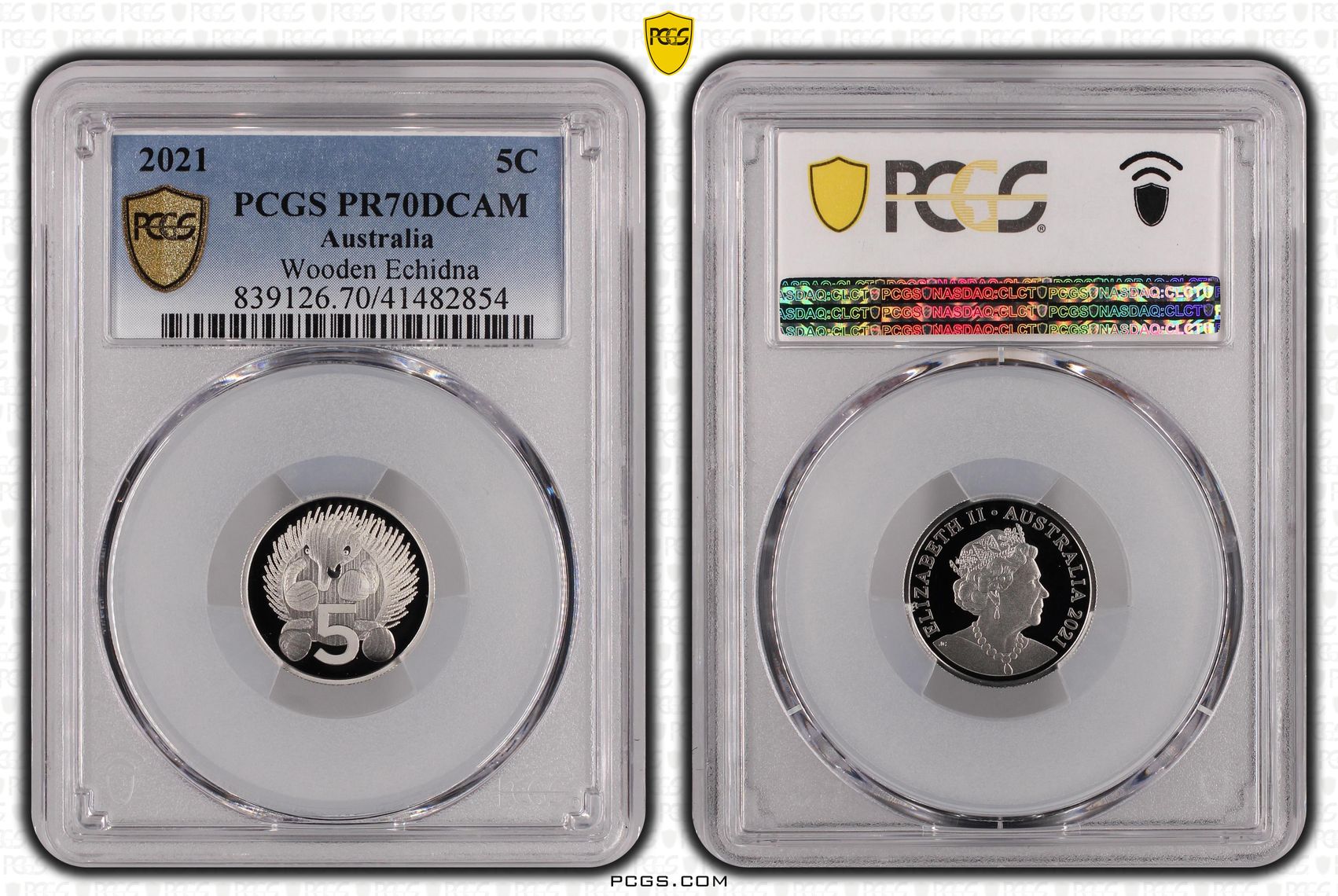 105 · 2021 Australia Five Cent, 5c Wooden Echidna PCGS - PR70DCAM POP 20/0 -854
