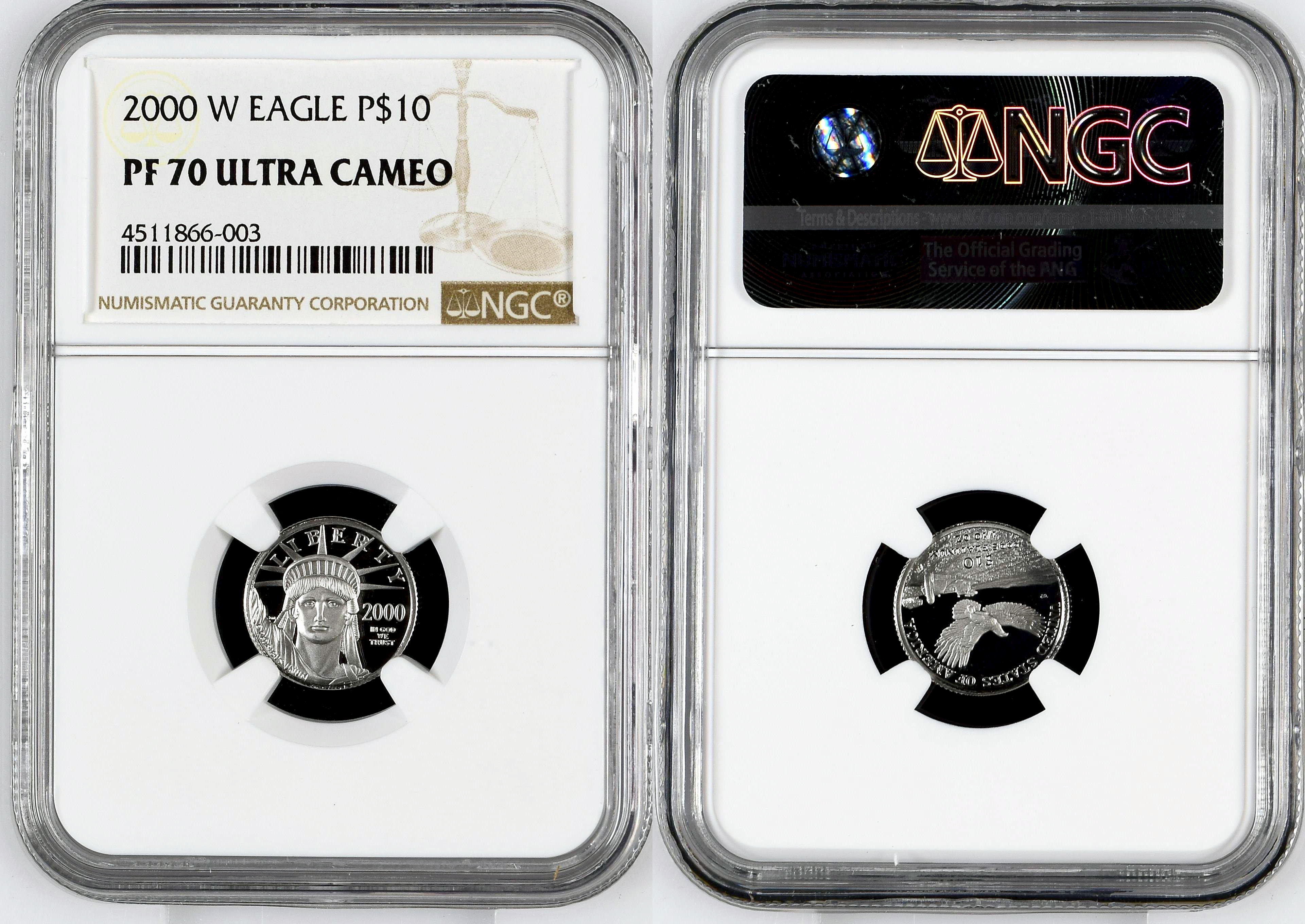 United States, Eagle, Ten Dollar, 2000, NGC PF 70 ULTRA CAMEO