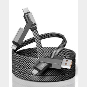 USB C CABLE, 4-IN-1 USB-C CABLE (6FT), 100W USB-C CHARGER CABLE WITH HOOK-AND-LOOP FASTENER AND CABLE MANAGEMENT, USB-C CABLE/FAST