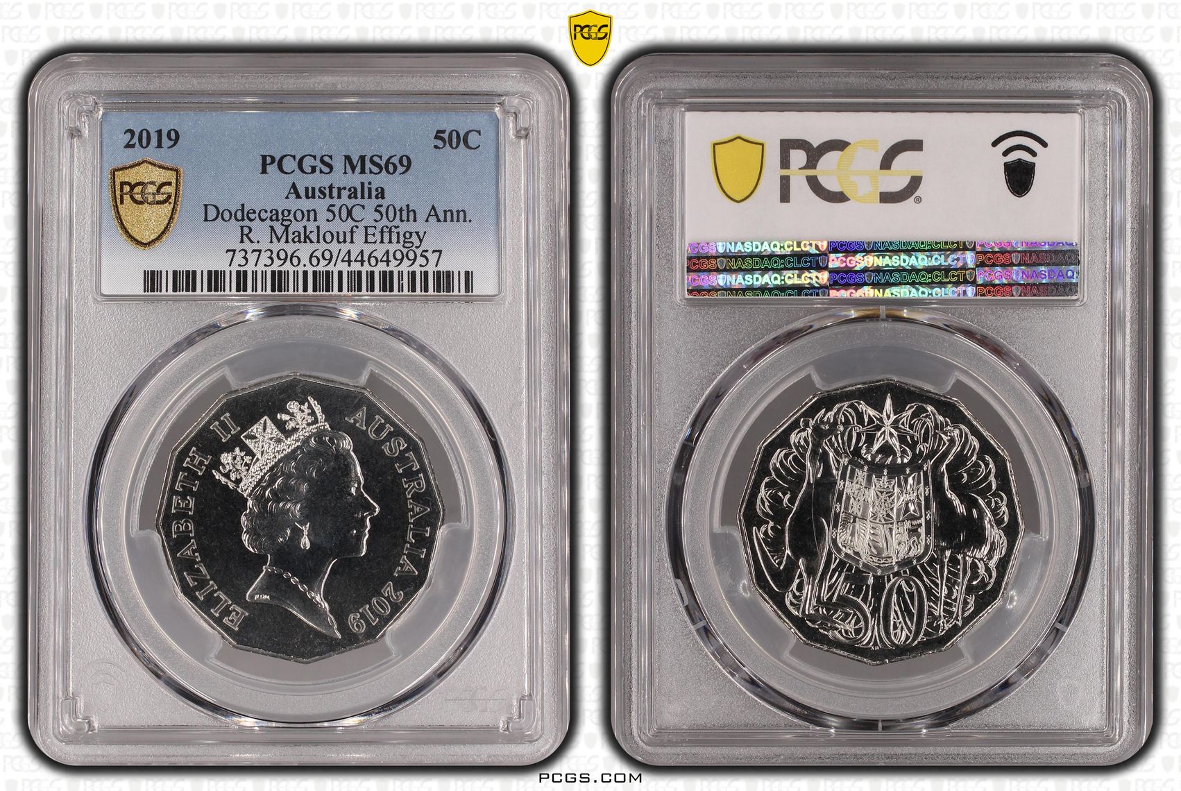 2019 Australia Fifty Cent, 50c Dodecagon 50C 50th Ann. R. Maklouf Effigy PCGS - MS69 POP 21/0 -957