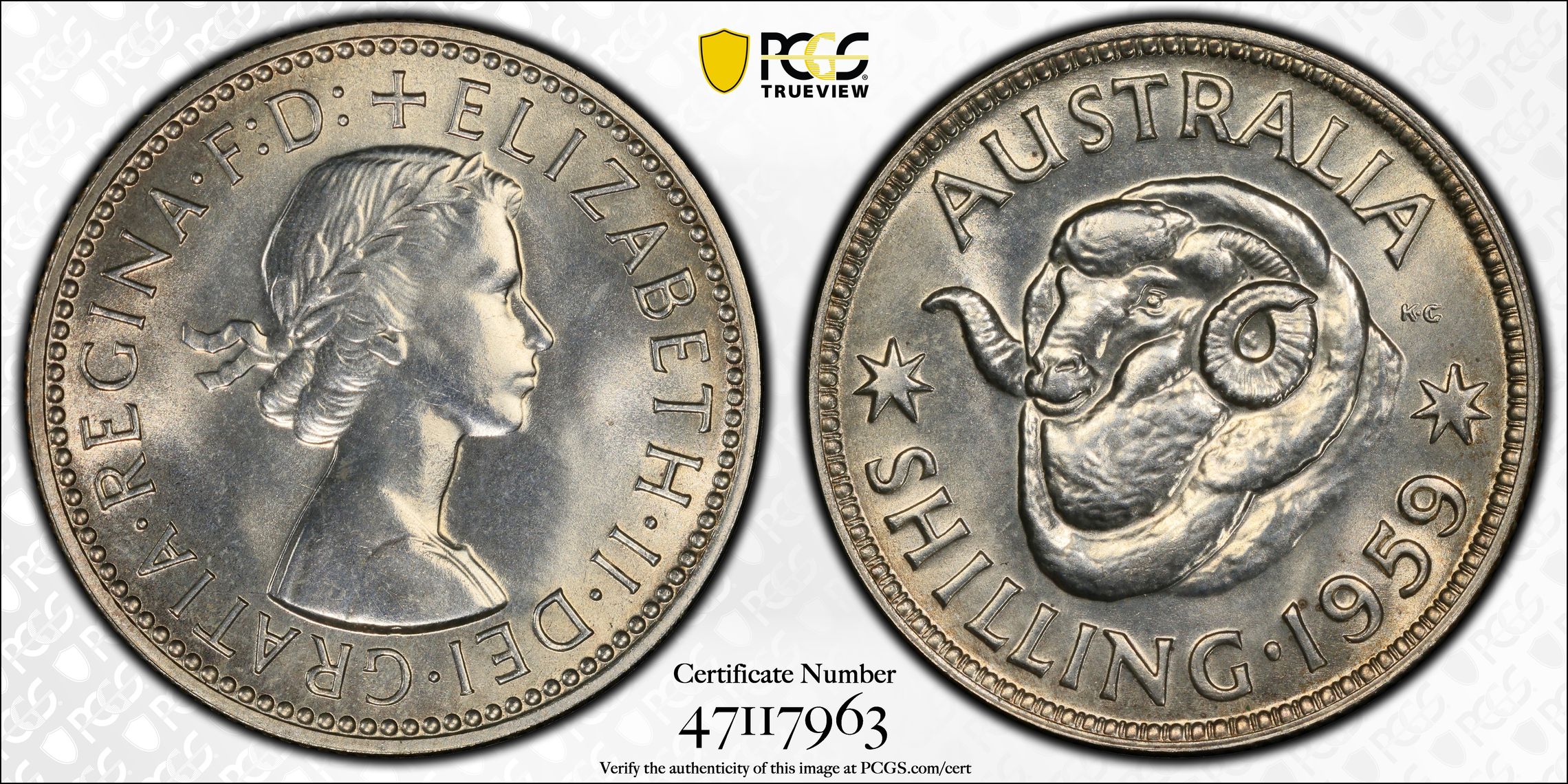 Elizabeth II, Shilling, 1959(m), PCGS PR66