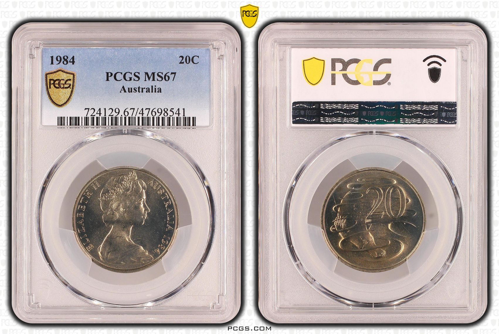 49 · Elizabeth II, Twenty Cent, 1984, PCGS MS67