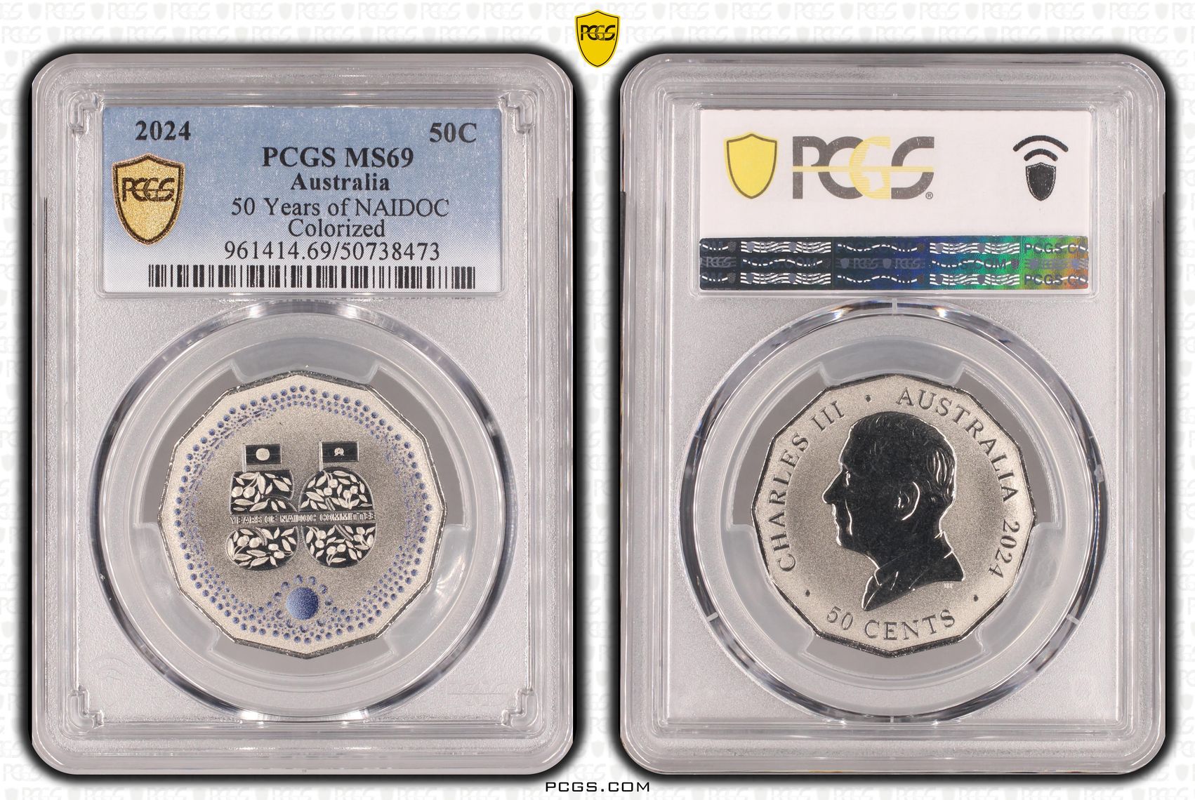 50 Years of NAIDOC - Colorized, Fifty Cent, 2024, PCGS MS69