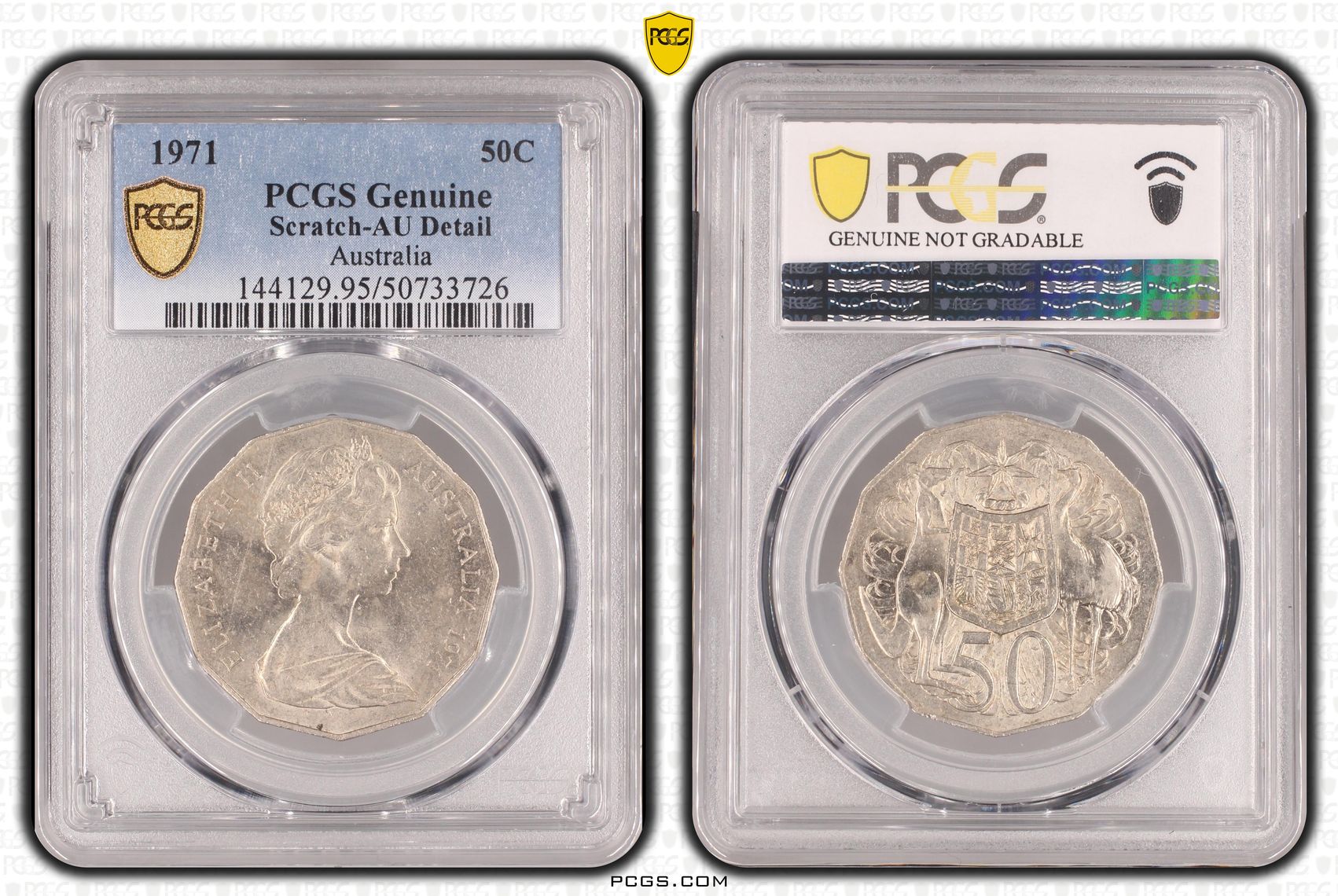 Fifty Cent, 1971, PCGS Genuine - AU Details (95 - Scratch)