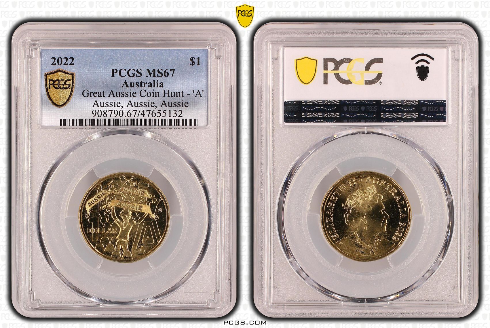 Elizabeth II, Great Aussie Coin Hunt - 'A', One Dollar, 2022, PCGS MS67