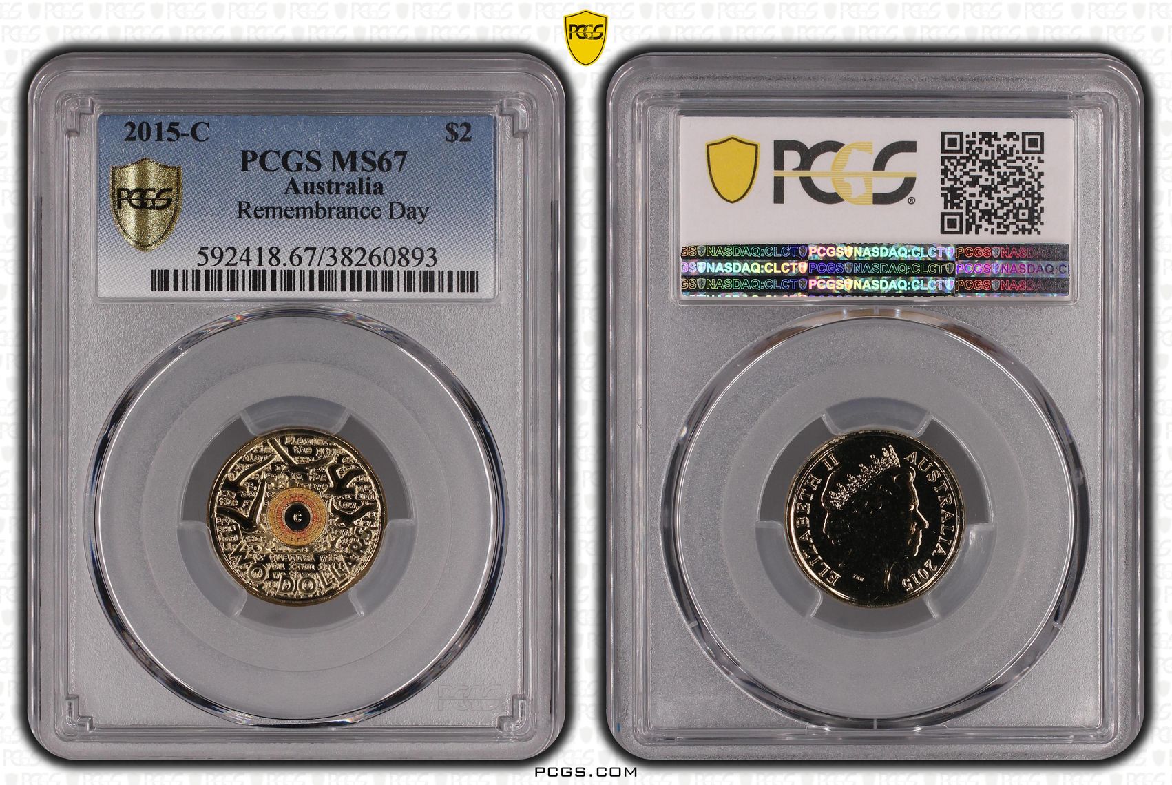 Remembrance Day In Flanders Fields Colourised, Two Dollar, 2015-C, PCGS MS67