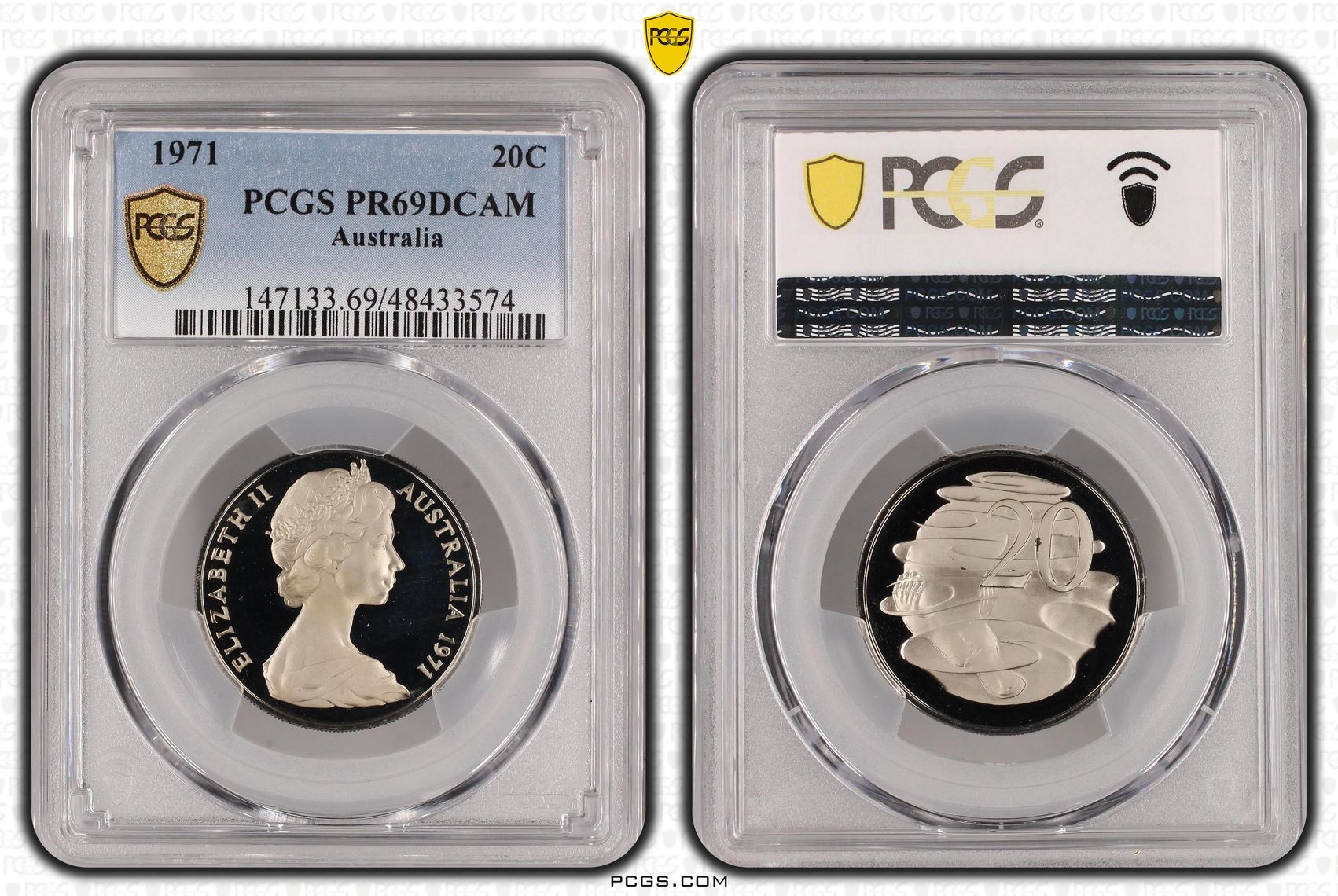 Elizabeth II, Twenty Cent, 1971, PCGS PR69DCAM