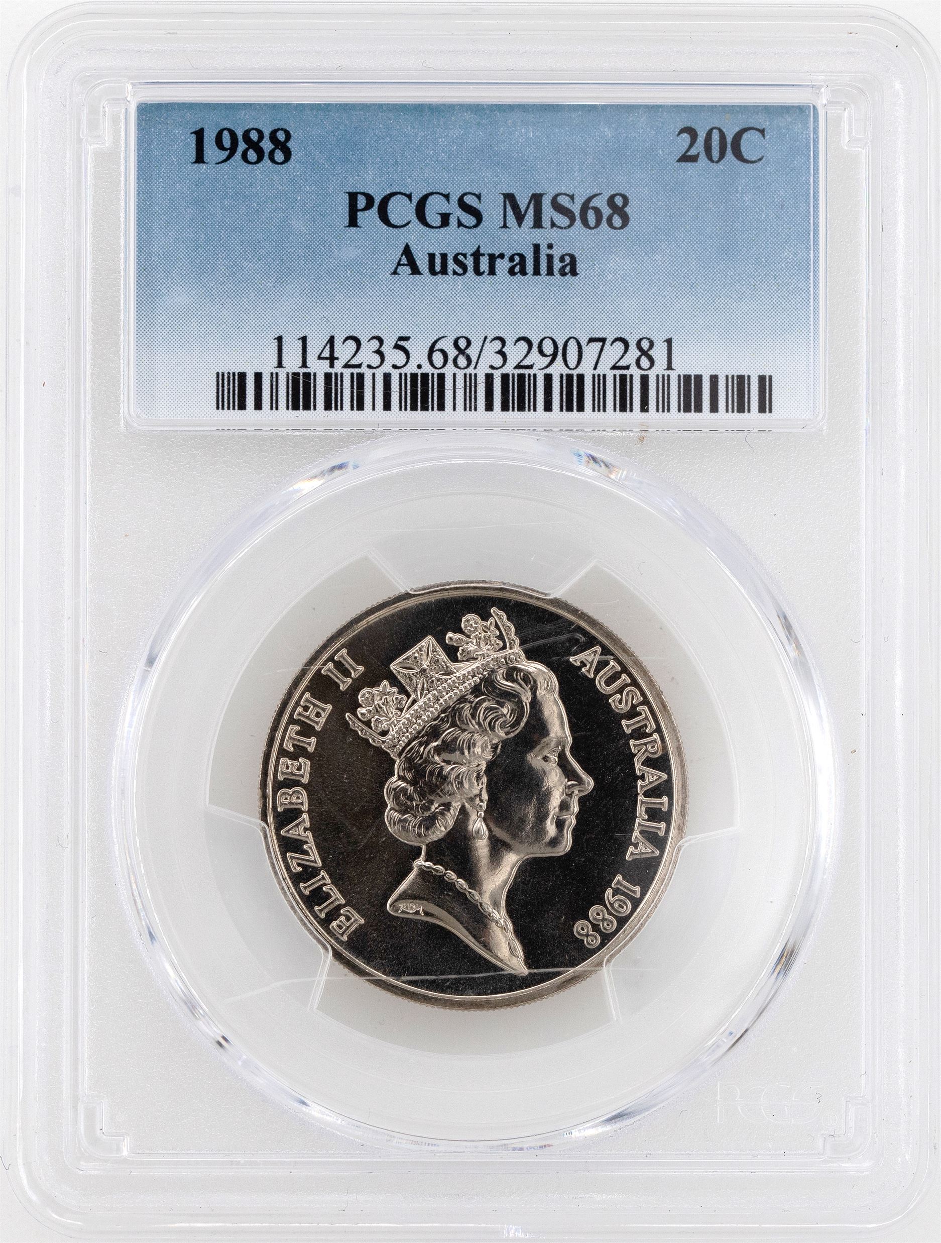 1988 Australia Twenty Cent, 20c PCGS - MS68 -281