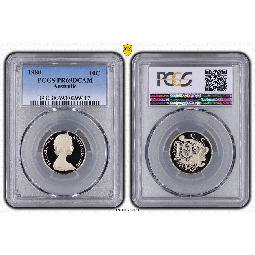 Elizabeth II, Ten Cent, 1980, PCGS PR69DCAM