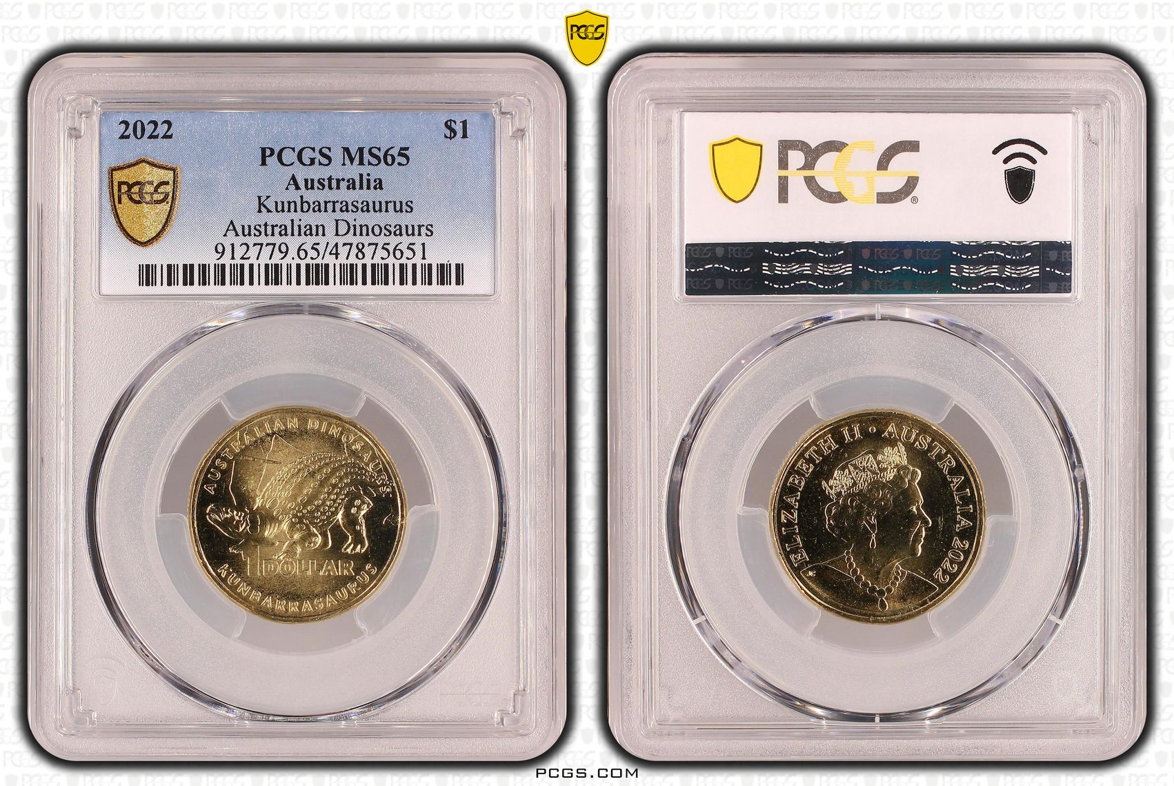 Kunbarrasaurus , One Dollar, 2022, PCGS MS65
