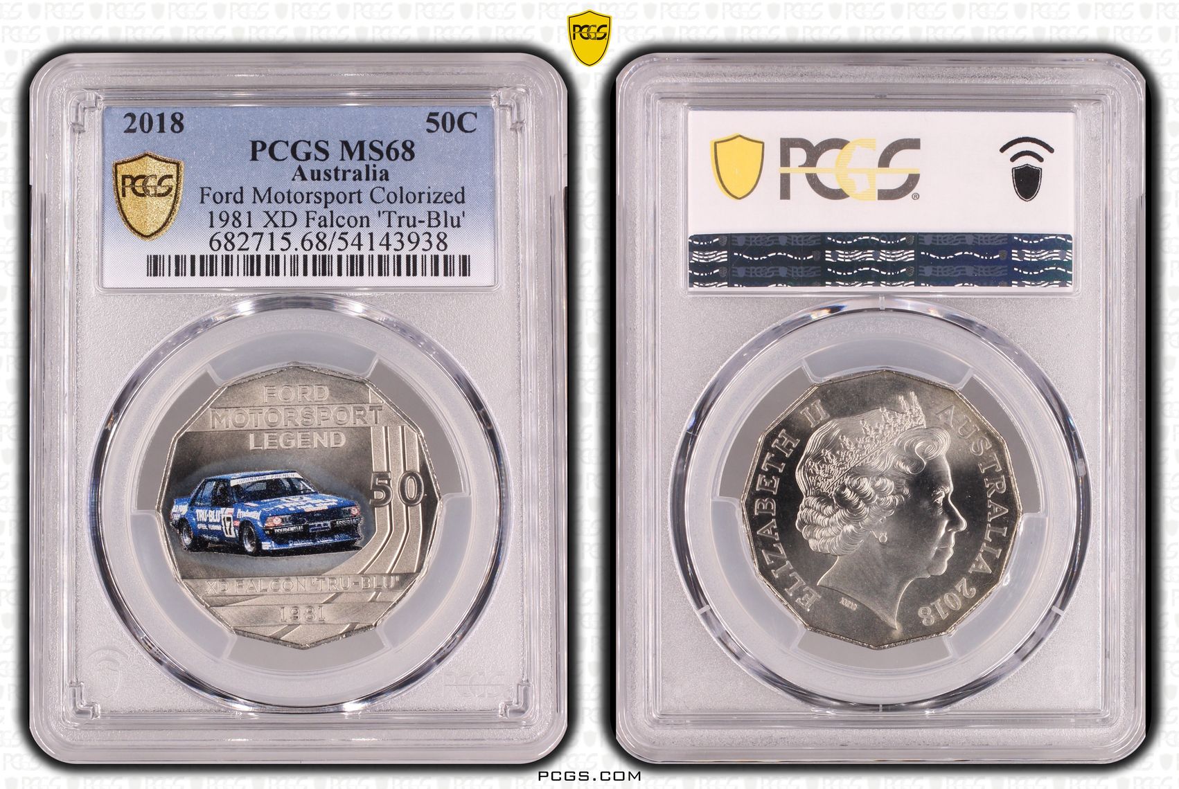 Ford Motorsport Colourised 1981 XD Falcon 'Tru-Blu', Fifty Cent, 2018, PCGS MS68