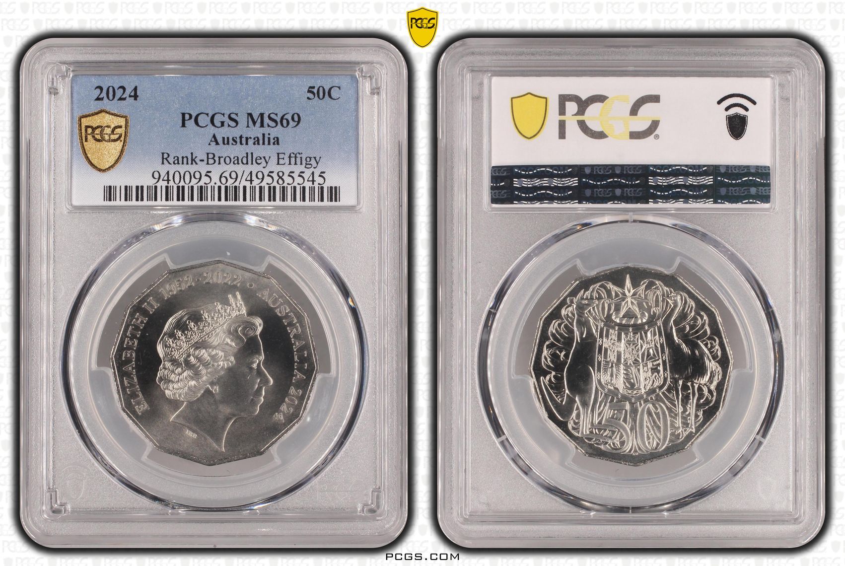 379 · Elizabeth II, Rank-Broadley Effigy, Fifty Cent, 2024, PCGS MS69