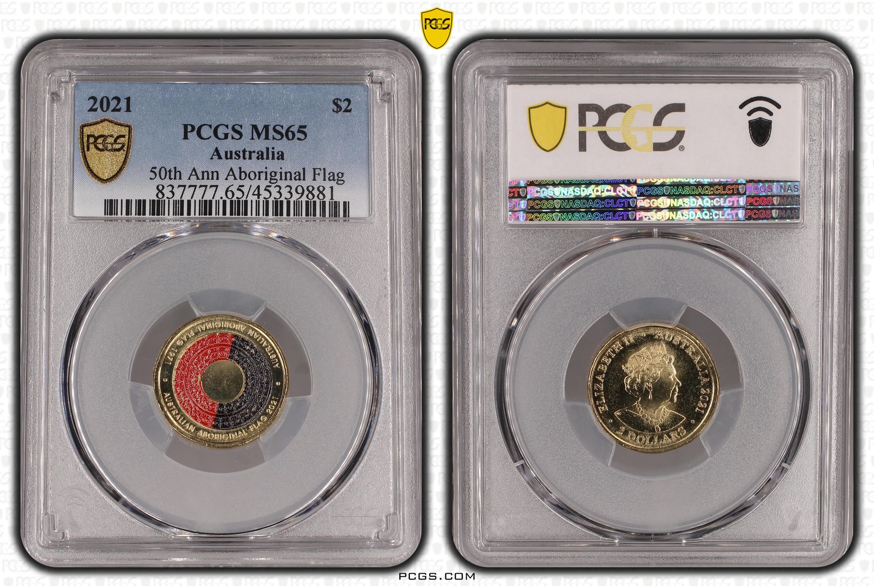 2021 Australia Two Dollar, $2 50th Ann Aboriginal Flag PCGS - MS65 -881
