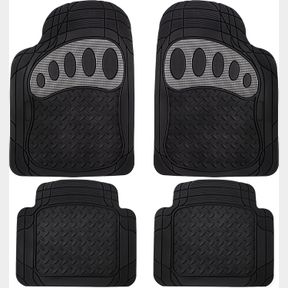 AUTOMOTIVE FLOOR MATS BLACK UNIVERSAL FIT TRIMMABLE CLIMAPROOF FOR ALL WEATHER PROTECTION HEAVY DUTY RUBBER FITS MOST CARS, SUVS,