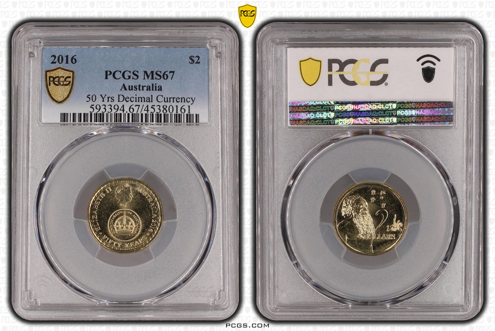 2016 Australia Two Dollar, $2 50 Yrs Decimal Currency PCGS - MS67 -161