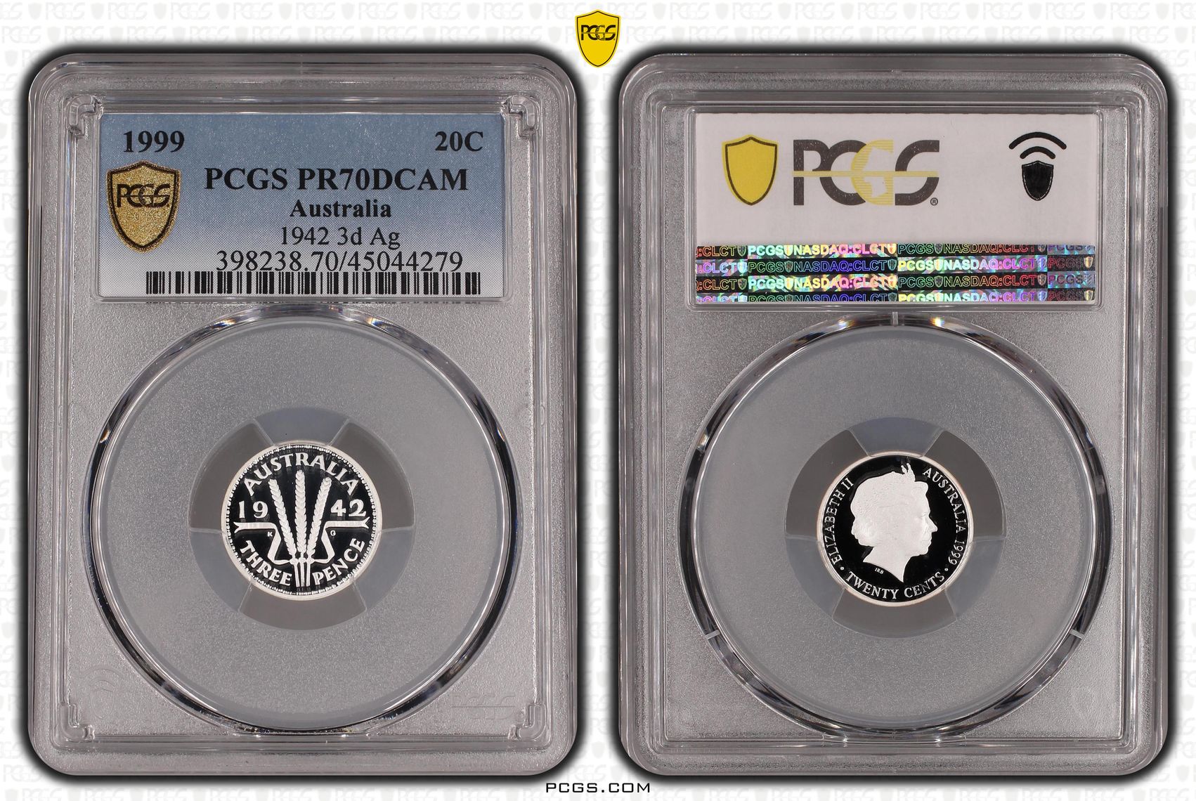 1999 Australia Twenty Cent, 20c Proof 1942 3d Ag PCGS - PR70DCAM POP 40/0 -279