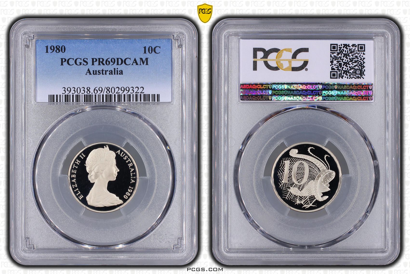 Elizabeth II, Ten Cent, 1980, PCGS PR69DCAM