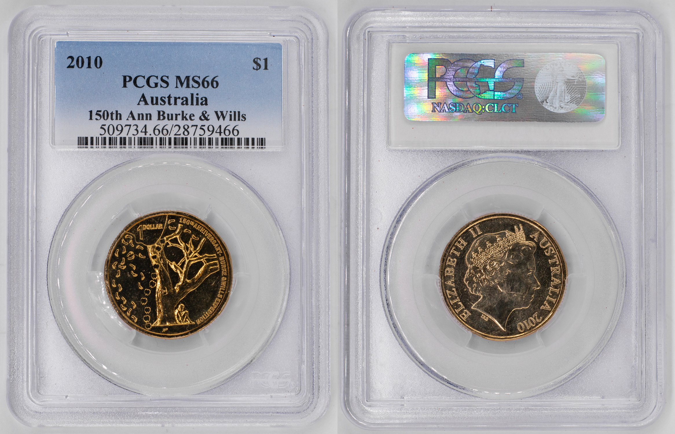 Elizabeth II, 150th Anniversary Burke & Wills, One Dollar, 2010, PCGS MS66