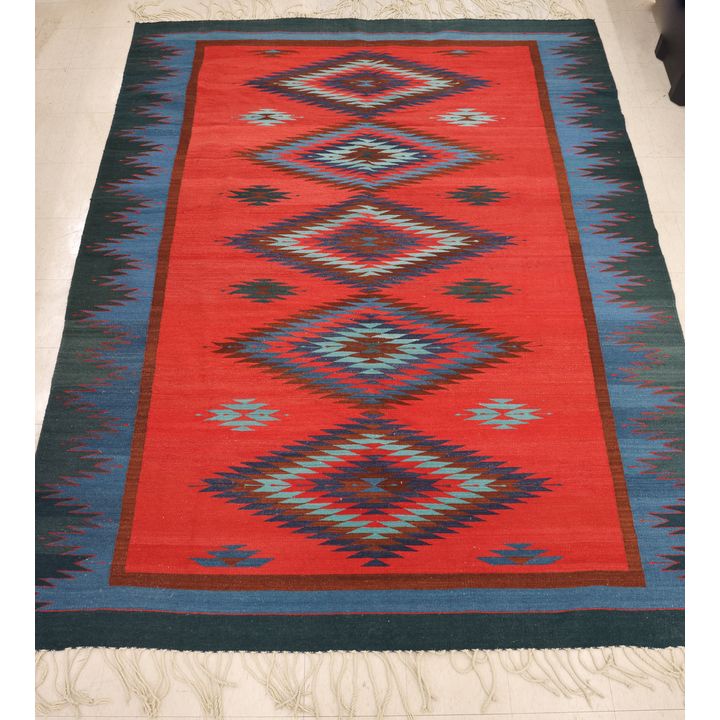 Southwest Large Multi-Colored Wool Rug 9'6'x7'6''