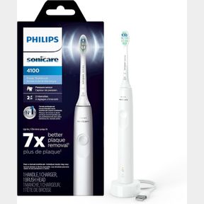 PHILIPS SONICARE 4100 POWER TOOTHBRUSH, RECHARGEABLE ELECTRIC TOOTHBRUSH WITH PRESSURE SENSOR, WHITE HX3681/23