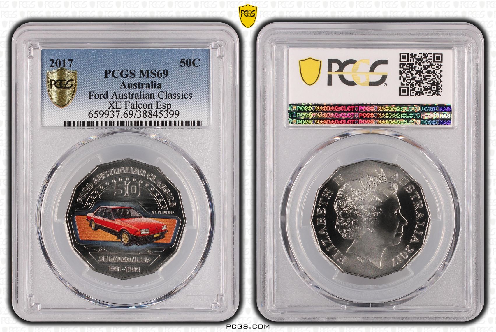 2017 Australia Fifty Cent, 50c Ford Australian Classics - XE Falcon Esp PCGS - MS69 -399