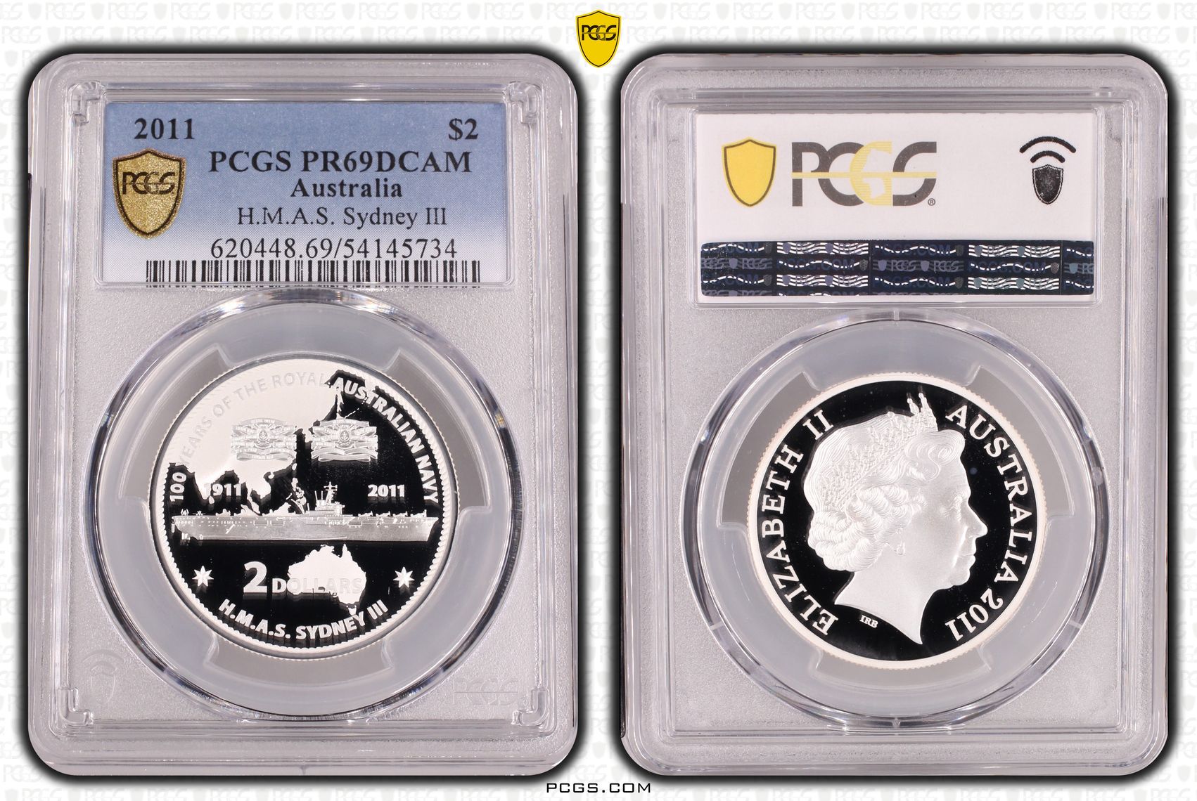 H.M.A.S. Sydney III, Two Dollar, 2011, PCGS PR69DCAM
