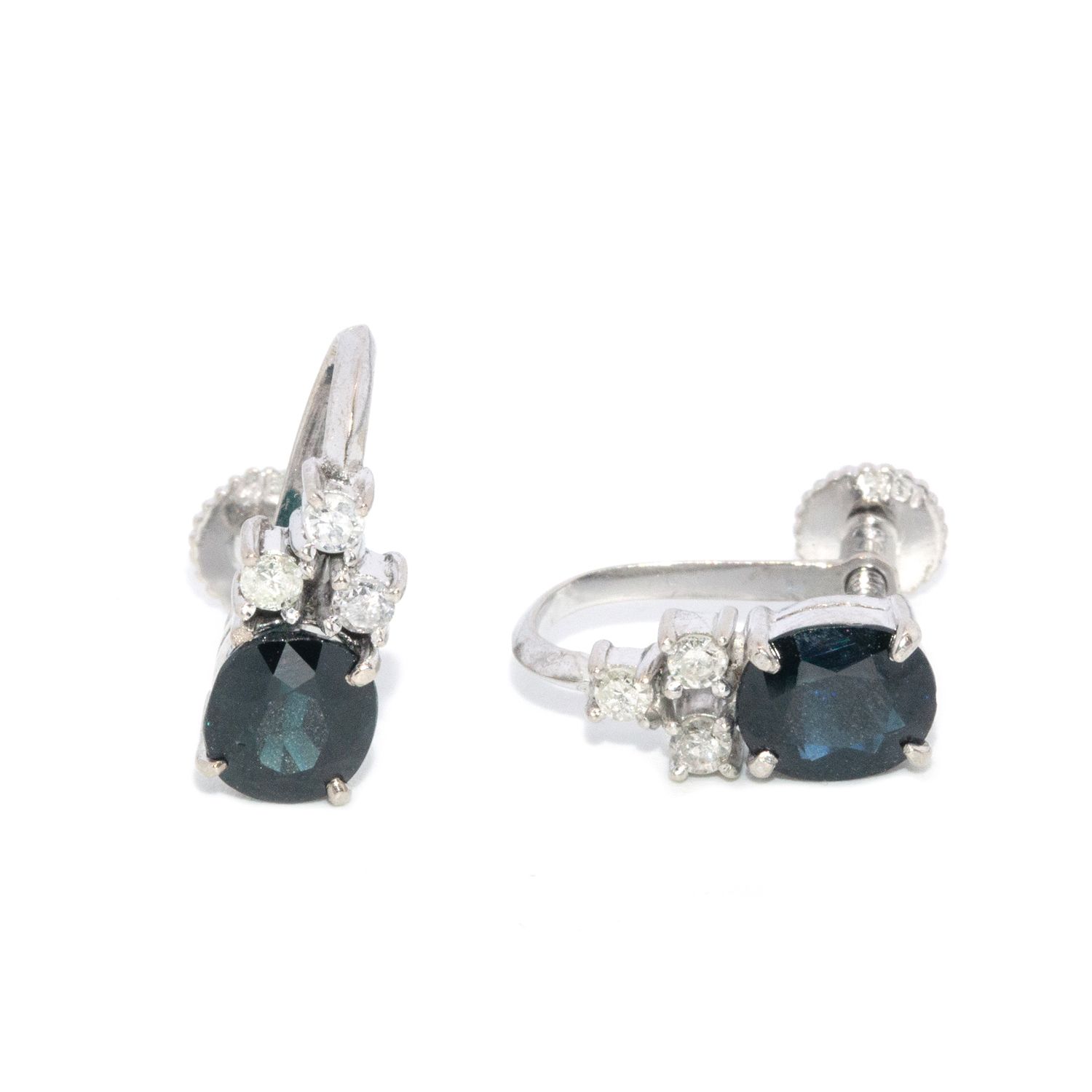 9ct White Gold Sapphire and Diamond Earrings