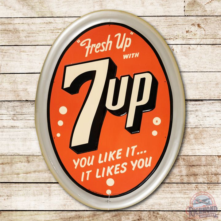 1954 "Fresh Up" with 7up It Likes You Metal Sign TAC 9