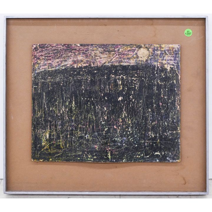 Windsor Utley 'Moonlight No. 2' Mixed Media Framed Artwork- 17x20''- some damage