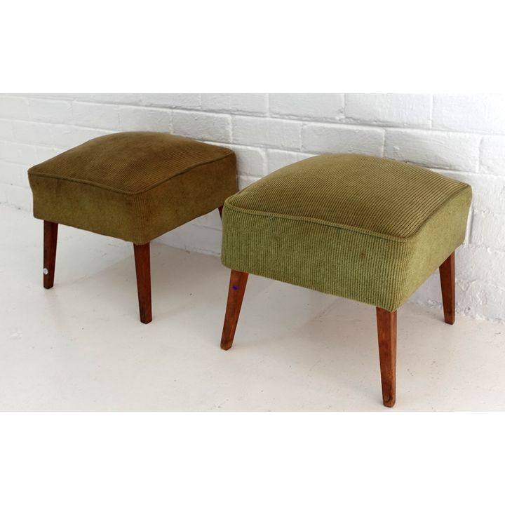 PAIR OF UPHOLSTERED STOOLS