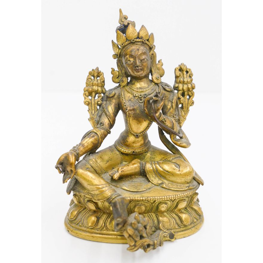 Tibetan 15th Cent. Gilt Bronze Seated Tara