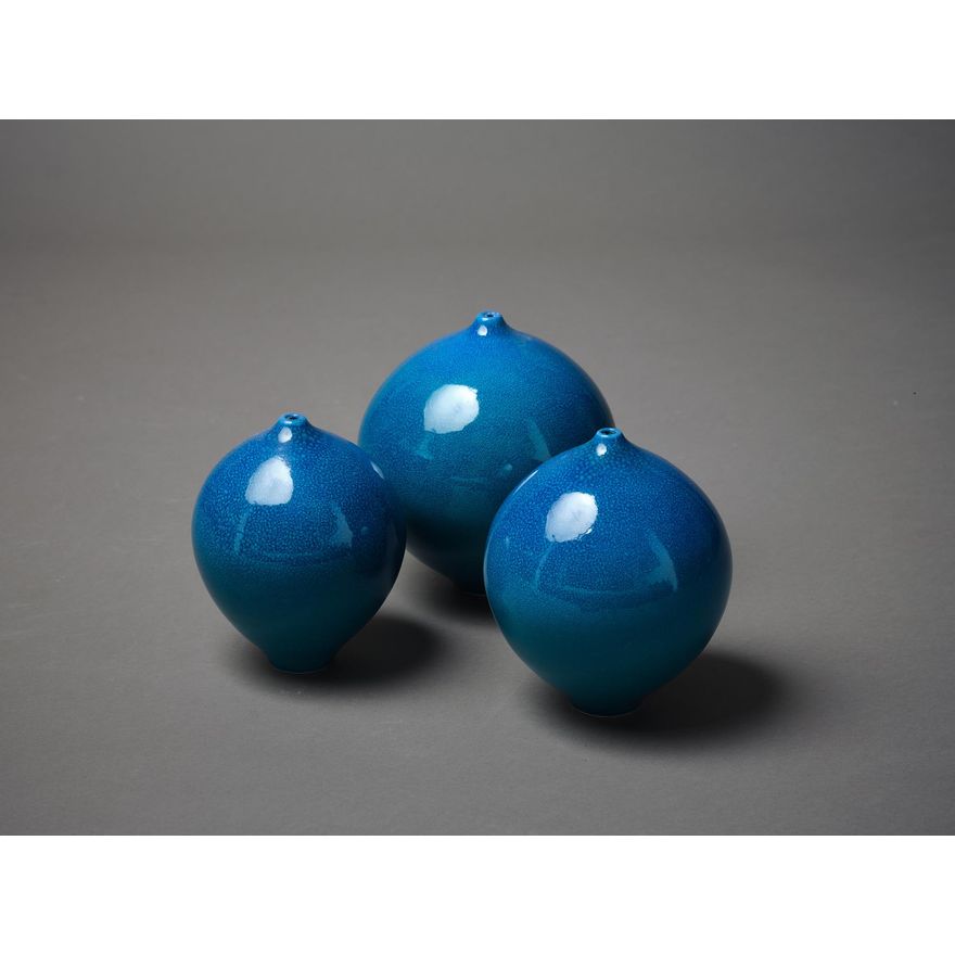 Graham Ambrose - Three turquoise orb vases