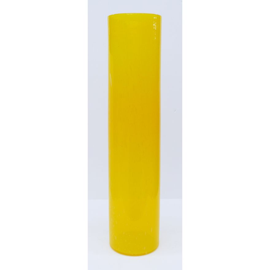 James Mongrain Yellow Glass Tall Cylinder 29''x6.5'' - Unsigned, demonstration piece