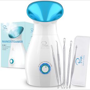 PURE DAILY CARE NANOSTEAMER LARGE 3-IN-1 NANO IONIC FACIAL STEAMER WITH PRECISE TEMP CONTROL - 30 MIN STEAM TIME - HUMIDIFIER - UN