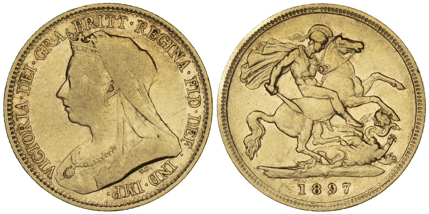 Victoria, St George Reverse, Half Sovereign, 1897-S, aVG