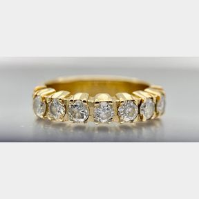 PERFECT 1CT DIAMOND ETERNITY RING SET IN 14K YELLOW GOLD .5.68G - 0.15CT X 7