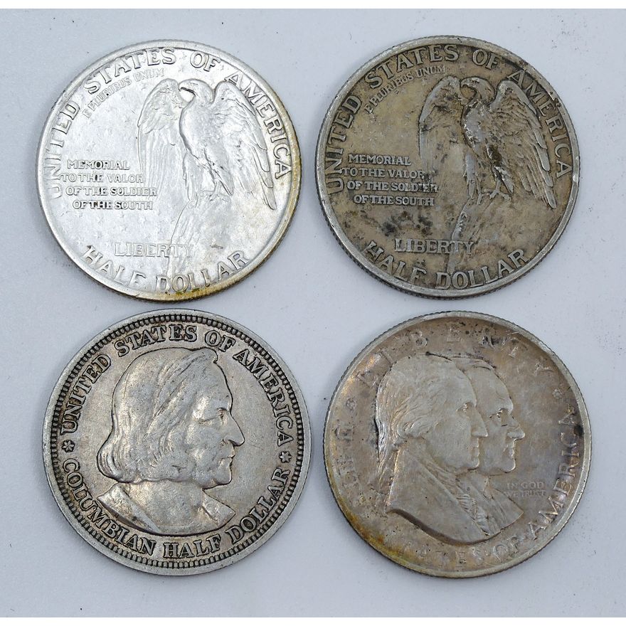 Box 4pc US Silver Commemorative Half Dollars