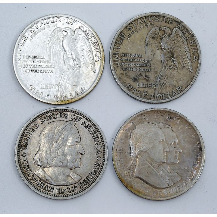 Box 4pc US Silver Commemorative Half Dollars