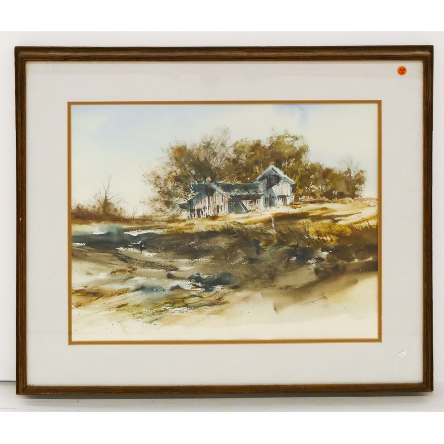 Jerry Stitt Northwest Barn Scene Watercolor Framed- 30x36''