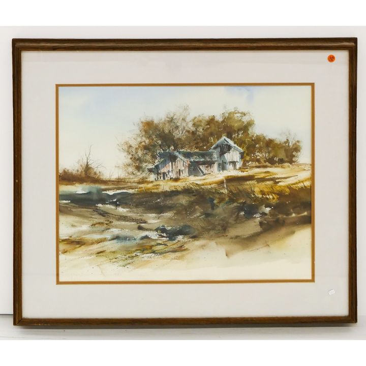 Jerry Stitt Northwest Barn Scene Watercolor Framed- 30x36''