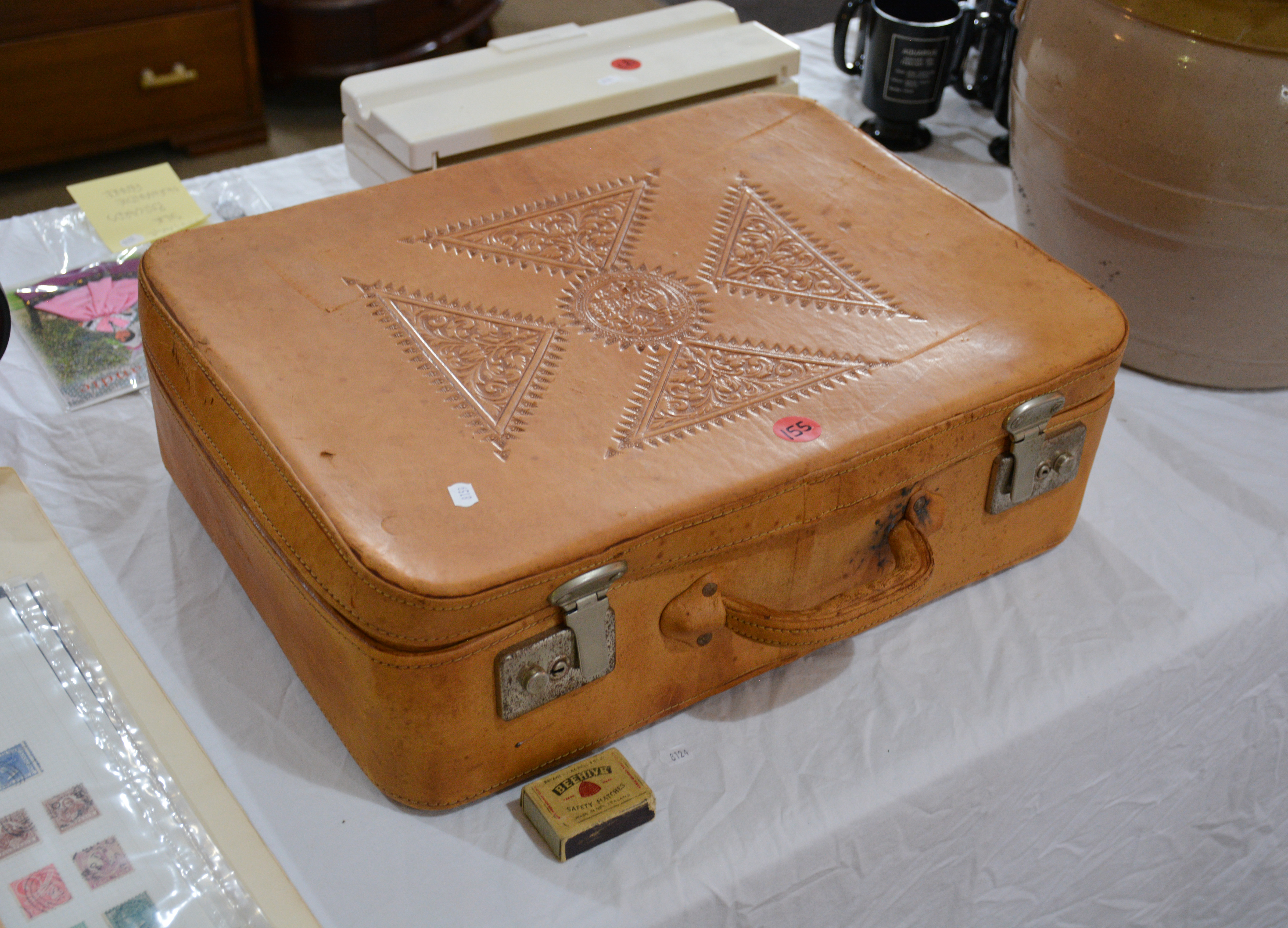 Tooled Leather Suitcase — sold at auction in New Zealand for $15