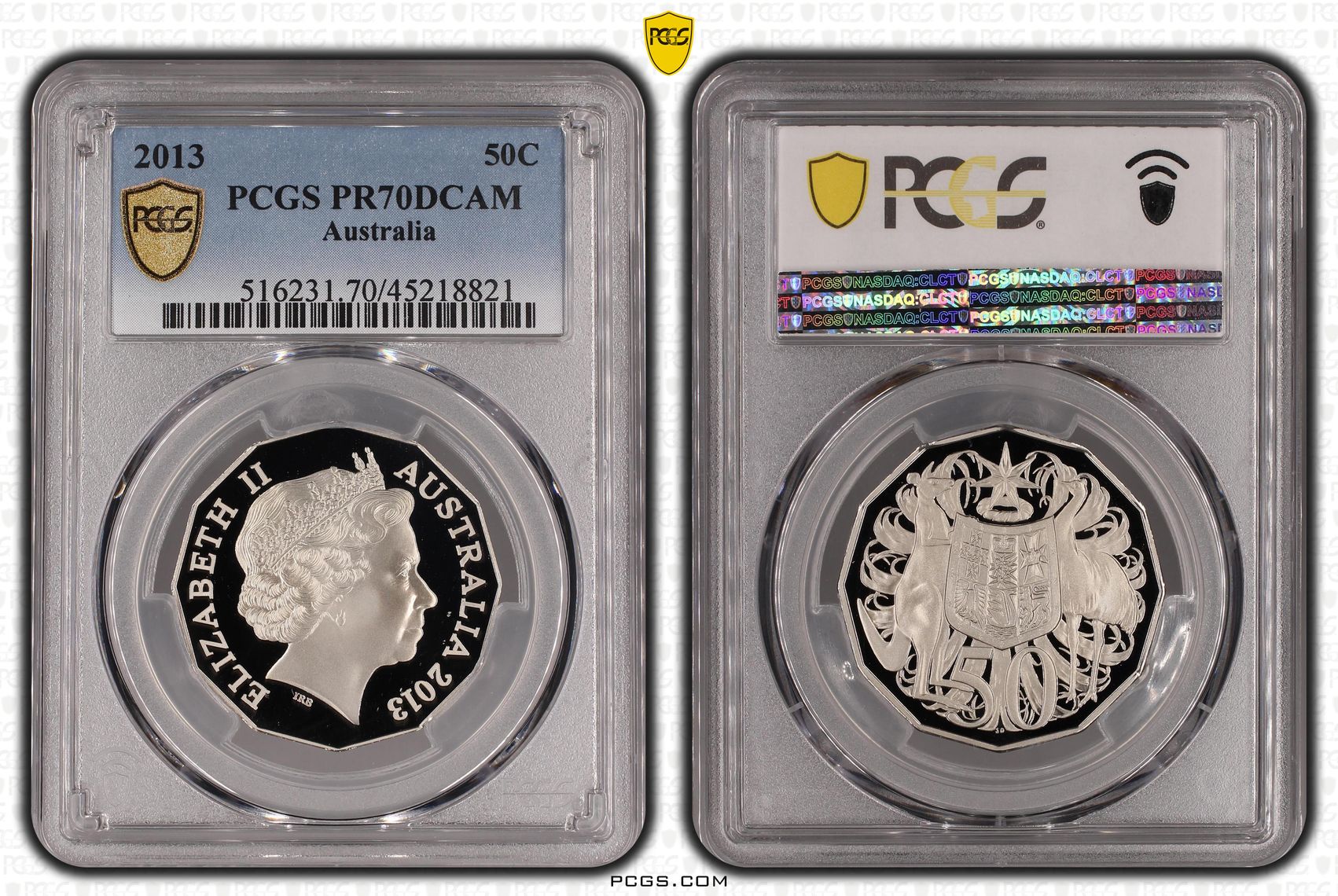 2013 Australian Fifty Cent, 50c Proof PCGS - PR70DCAM POP 69/0 -821