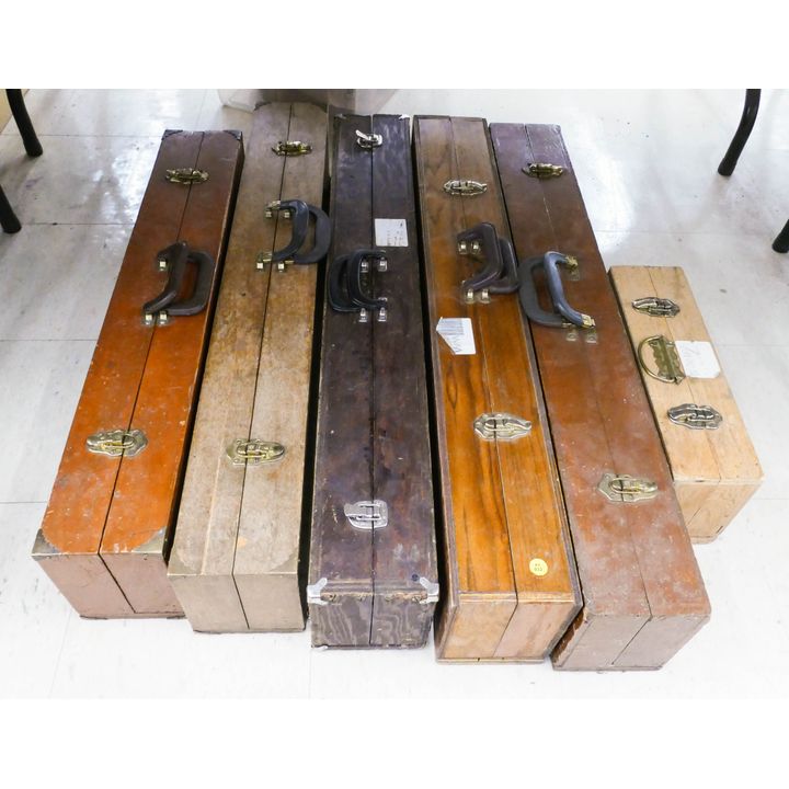 6pc Custom Made Wood Train Carrying Cases