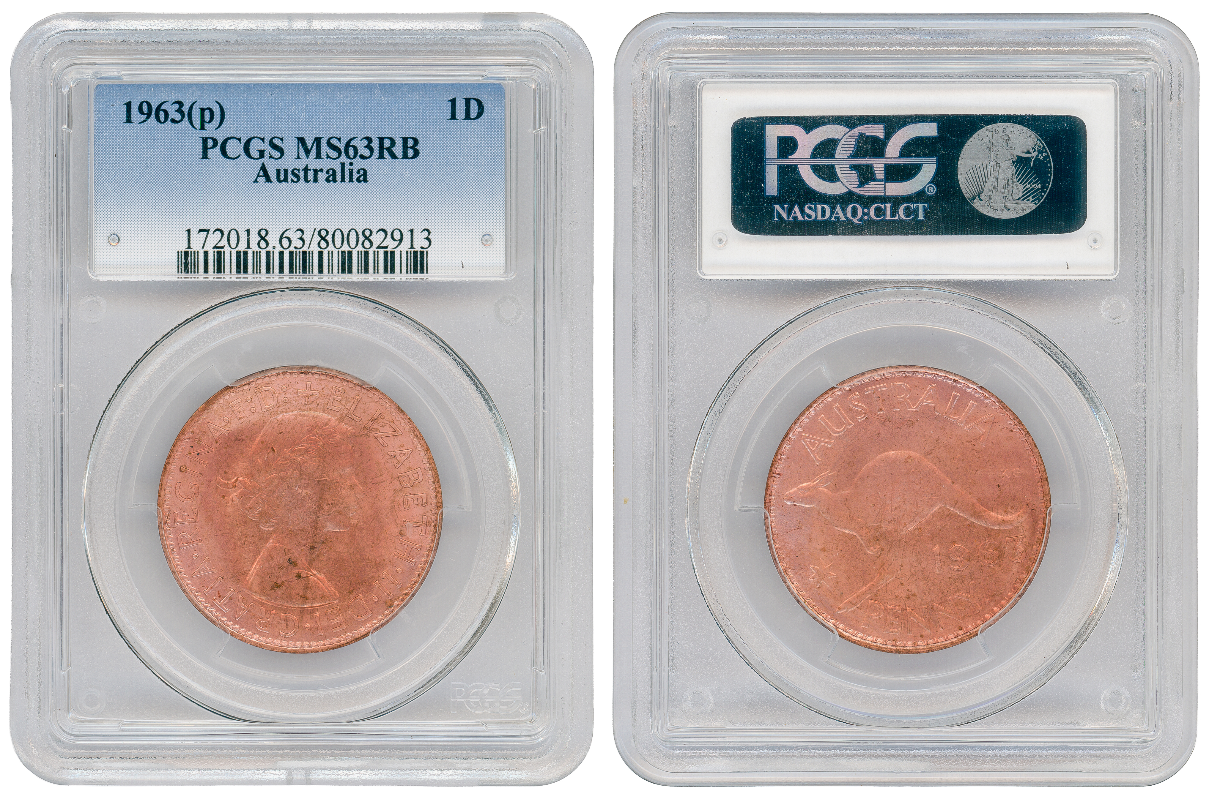 Elizabeth II, Penny, 1963-Y., PCGS MS63RB